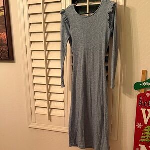 Elegant Blue Long Sleeve Dress